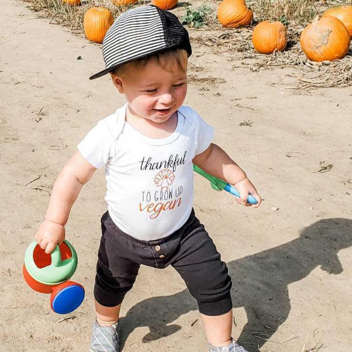 VEGAN THANKSGIVING One Piece Short Sleeve Baby Bodysuit