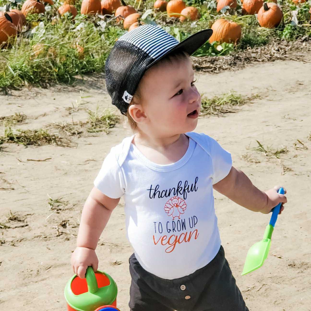 VEGAN THANKSGIVING One Piece Short Sleeve Baby Bodysuit
