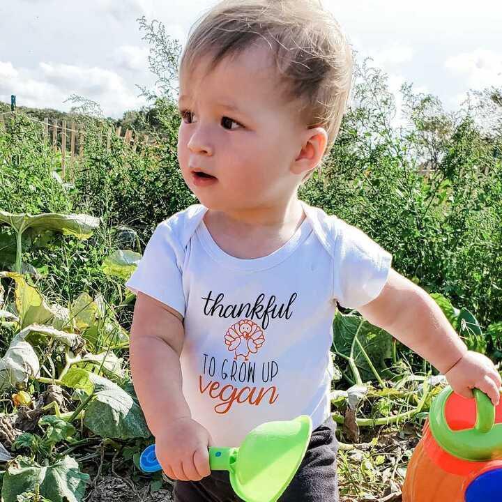VEGAN THANKSGIVING One Piece Short Sleeve Baby Bodysuit