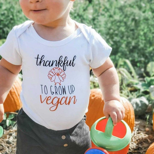 VEGAN THANKSGIVING One Piece Short Sleeve Baby Bodysuit