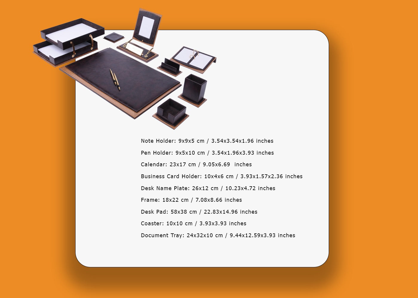 MOOG Luxury Desk Set - Single Document Tray- Black- 13 PCS