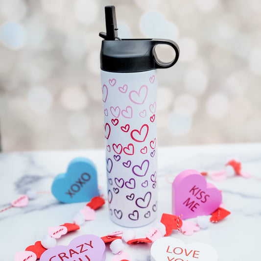 Valentine's Day Heart Ombre 20oz Water Bottle