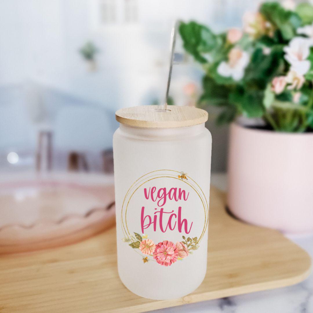 Vegan Bitch Frosted Glass Can Cup