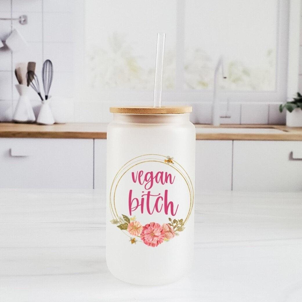 Vegan Bitch Frosted Glass Can Cup