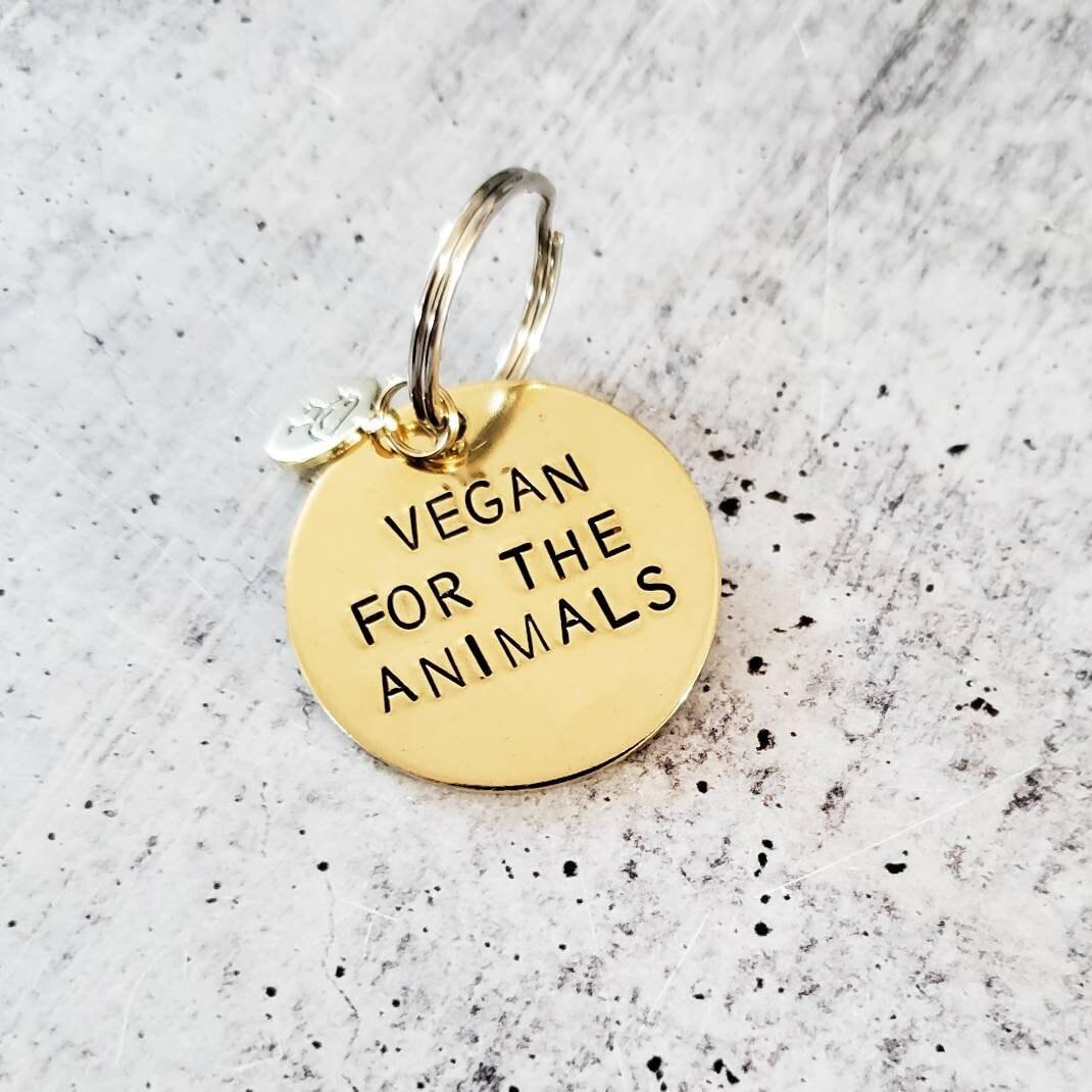Vegan for the Animals Brass Keychain