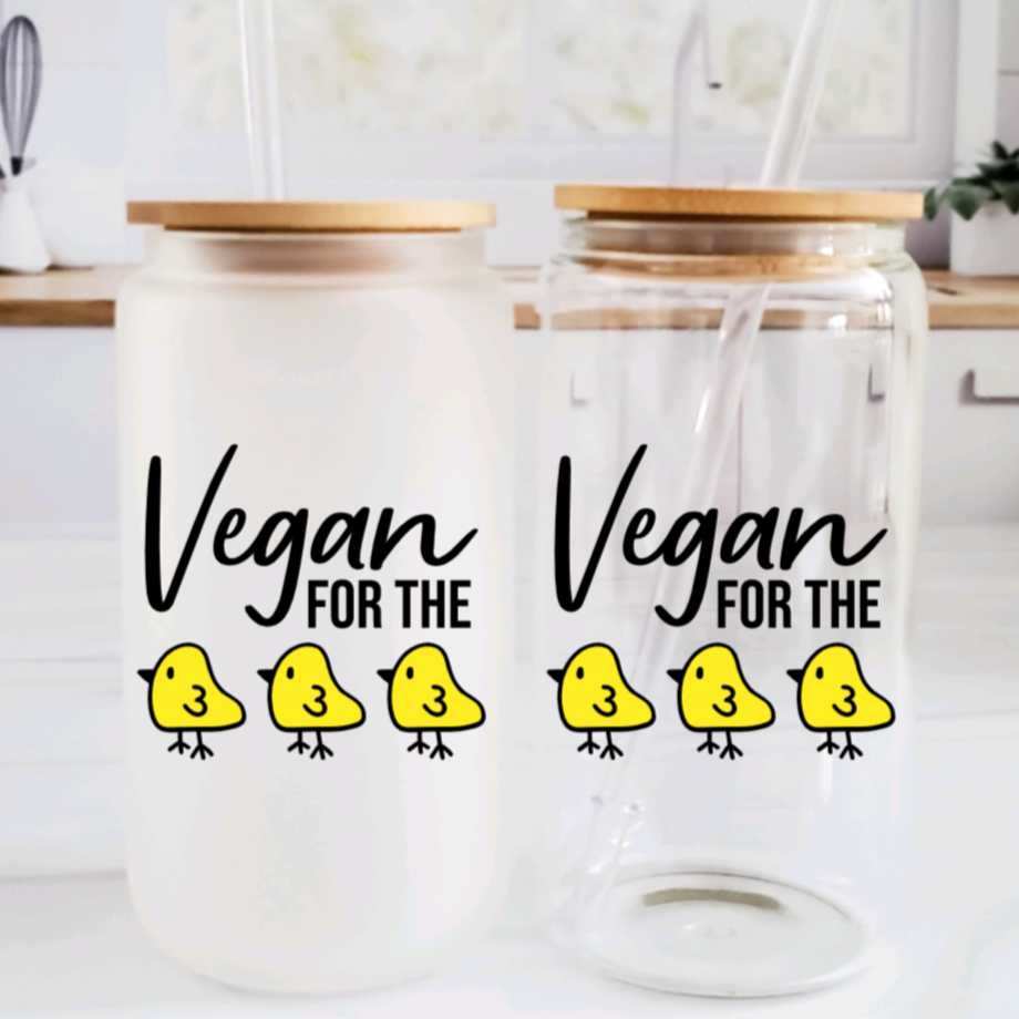 Vegan for the Chicks Glass Can Cup