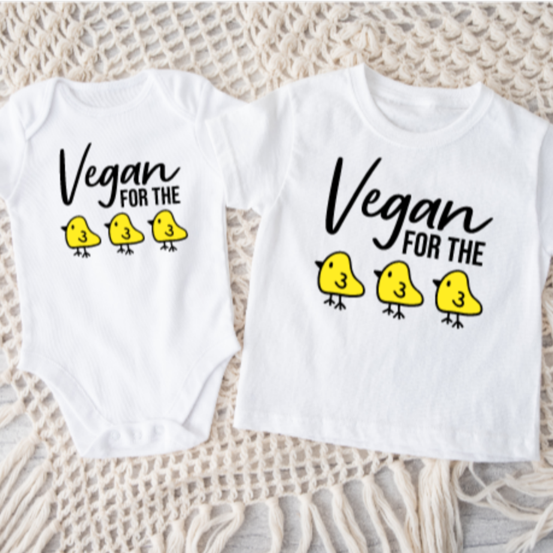 Vegan for the Chicks Kids Shirt and Baby Bodysuit