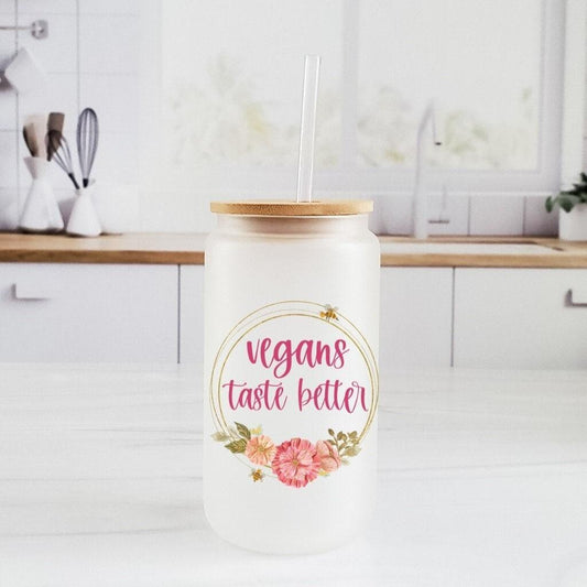 Vegans Taste Better Frosted Glass Can Cup