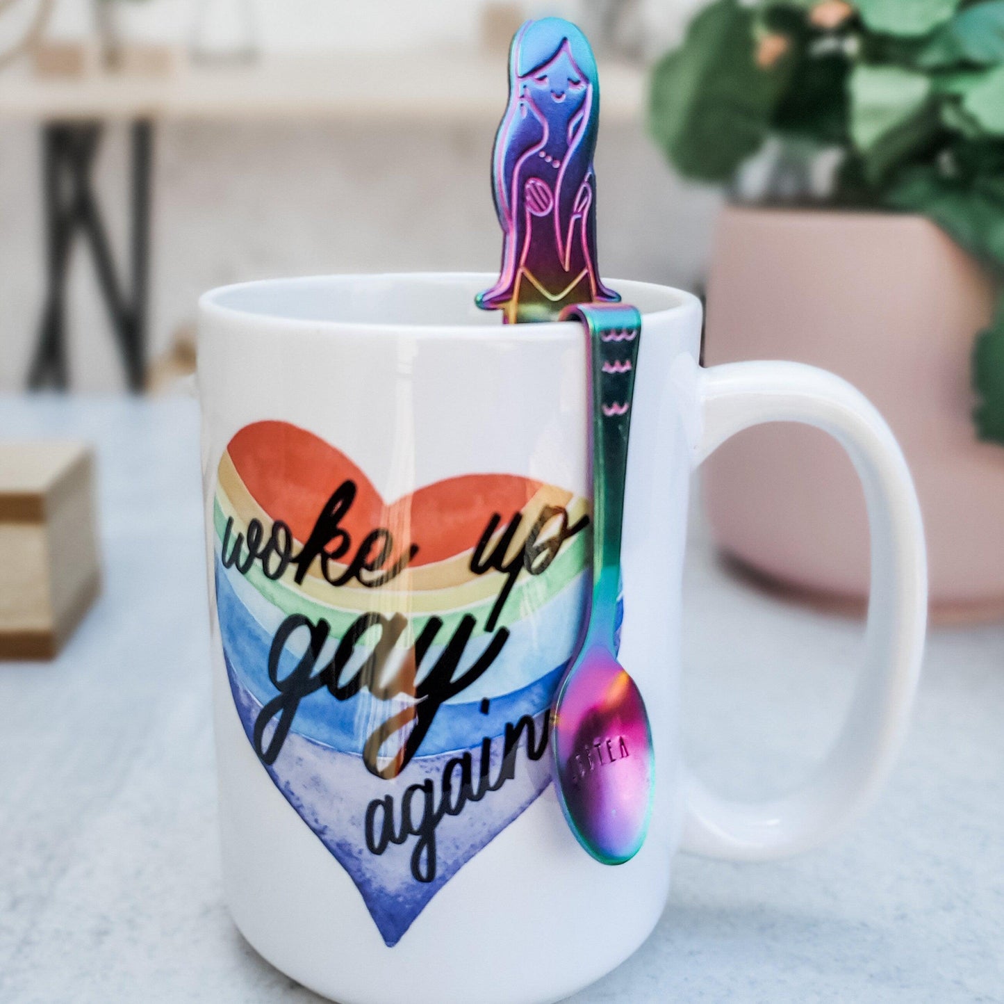 Woke Up Gay Again Rainbow Coffee Mug