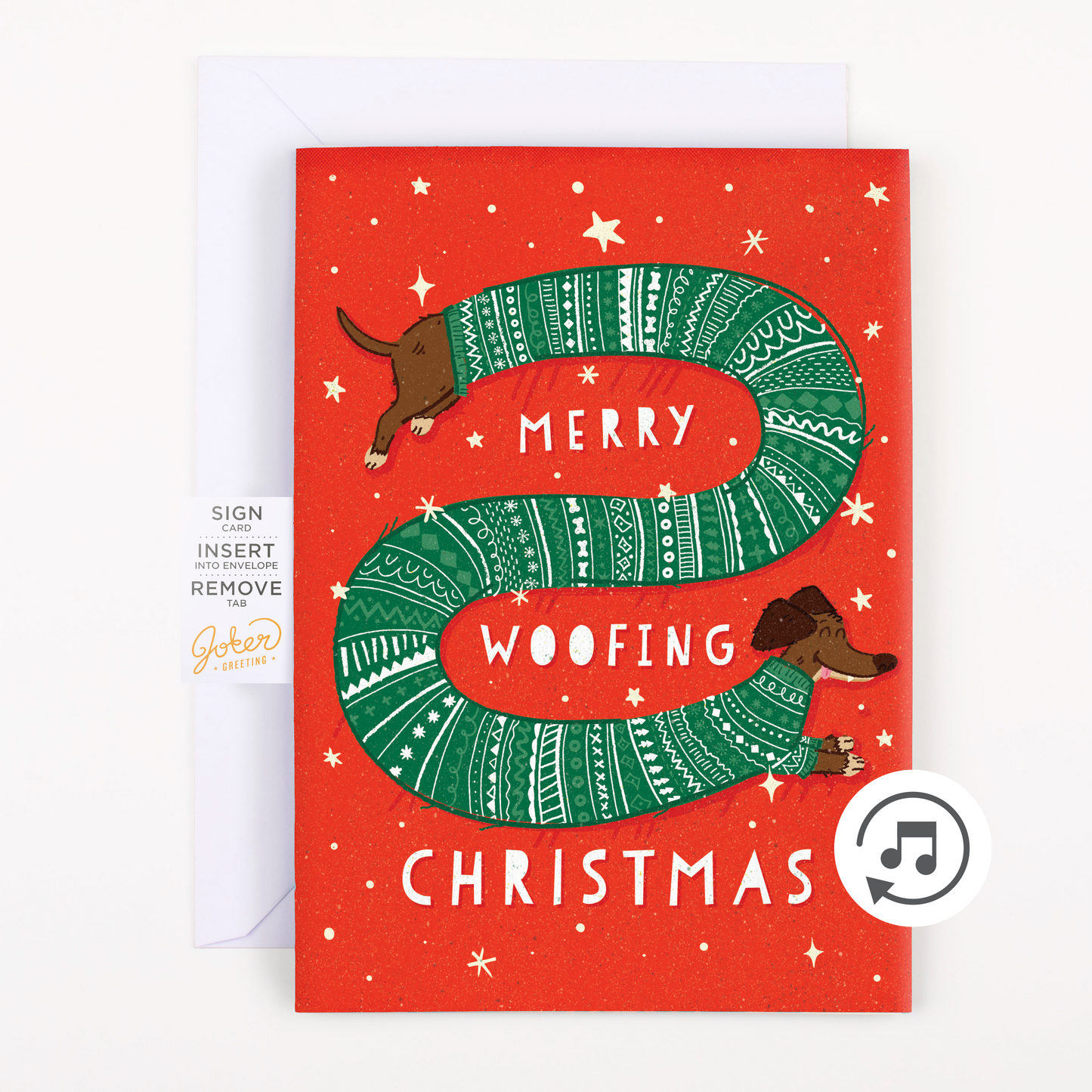 Endless Woofing Christmas Card with Glitter