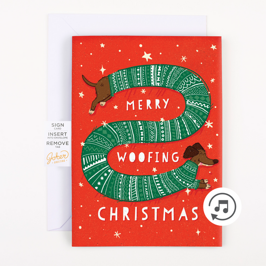 Endless Woofing Christmas Card with Glitter