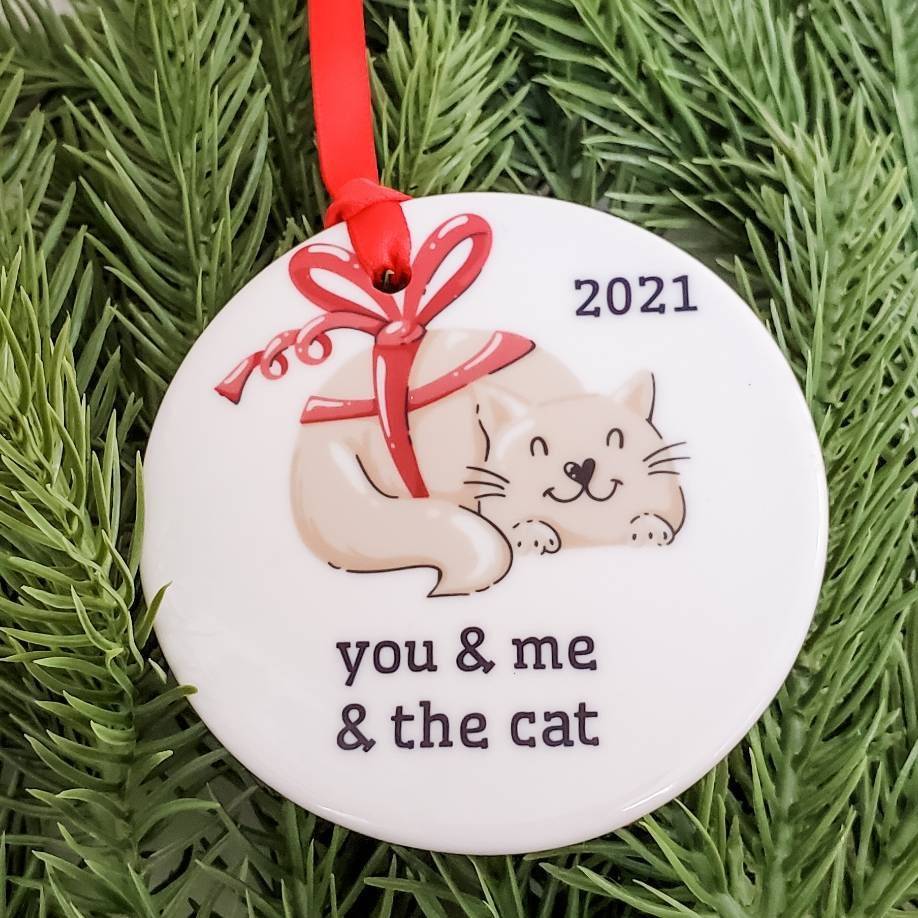 You & Me & the Cat Christmas Ornament