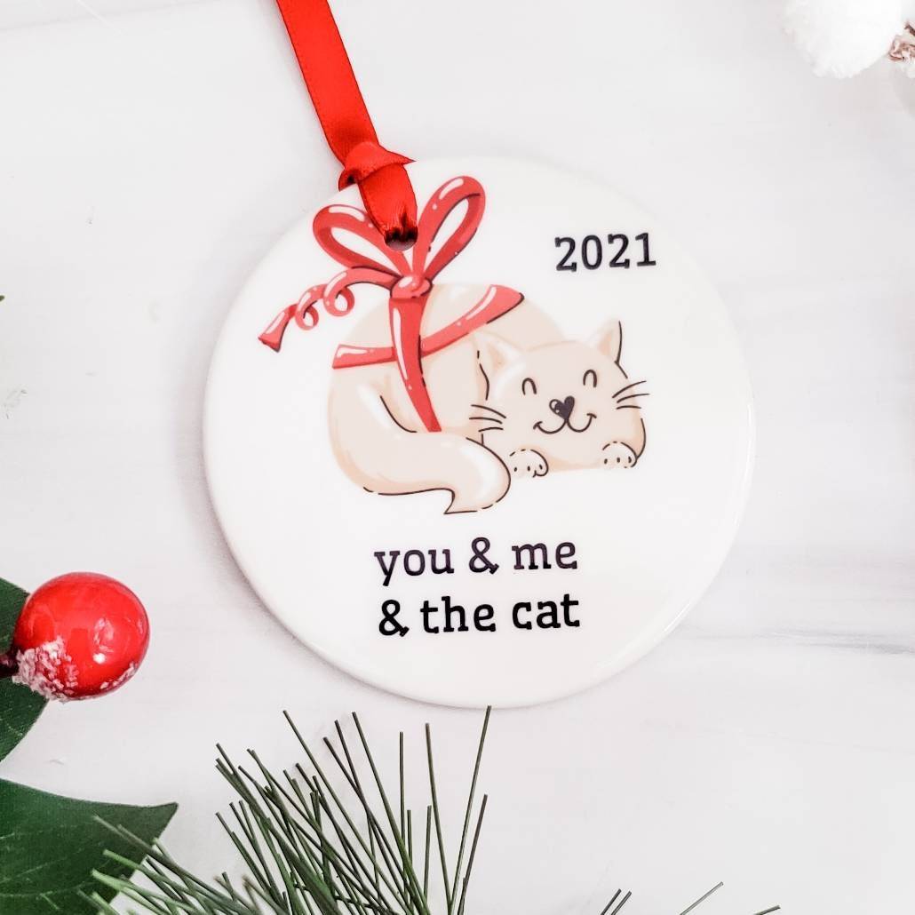 You & Me & the Cat Christmas Ornament