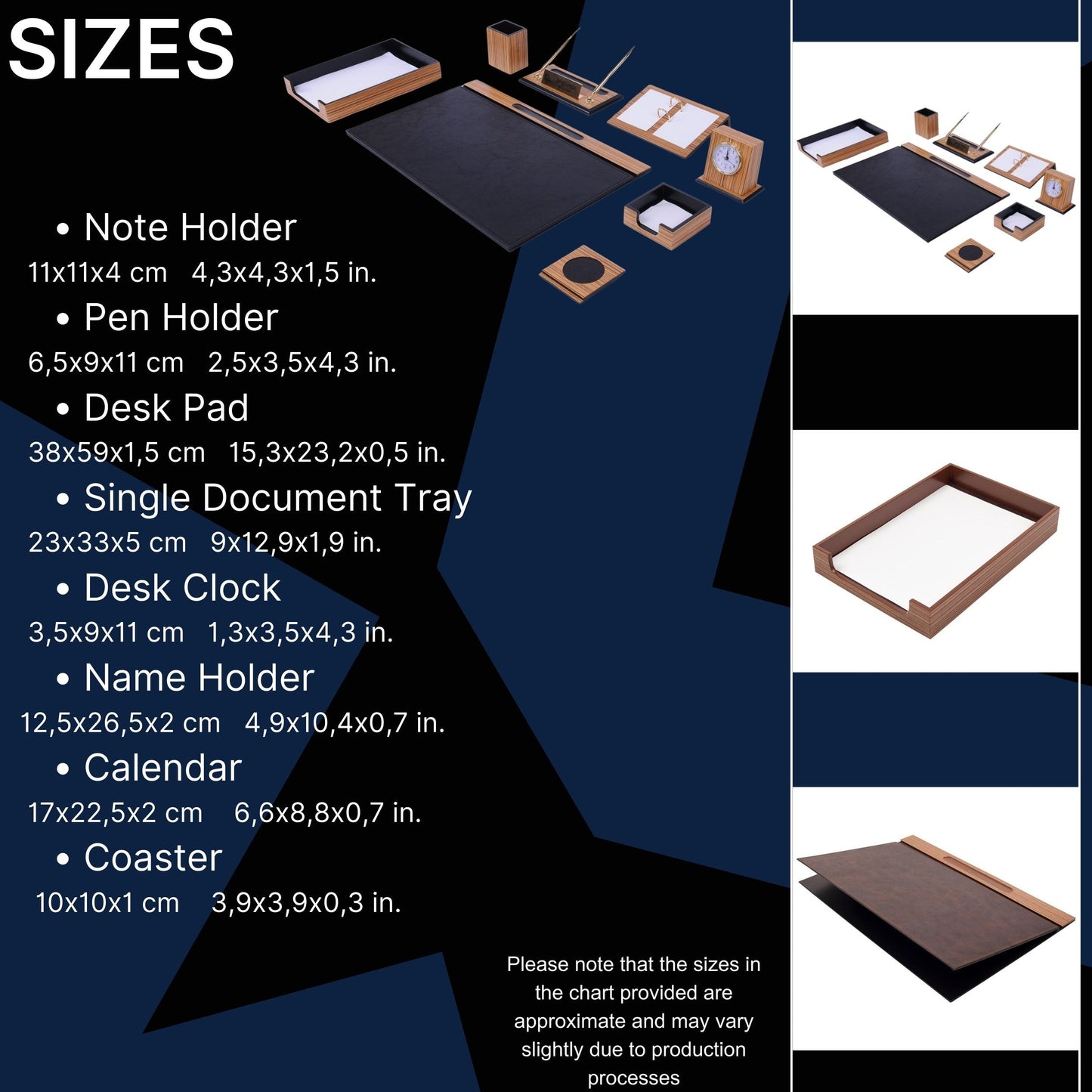 MOOG Zebrona Leather Desk Set-Black- 11 PCS