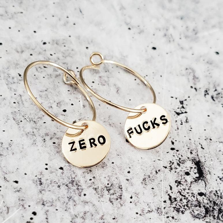 ZERO FUCKS Hoop Earrings