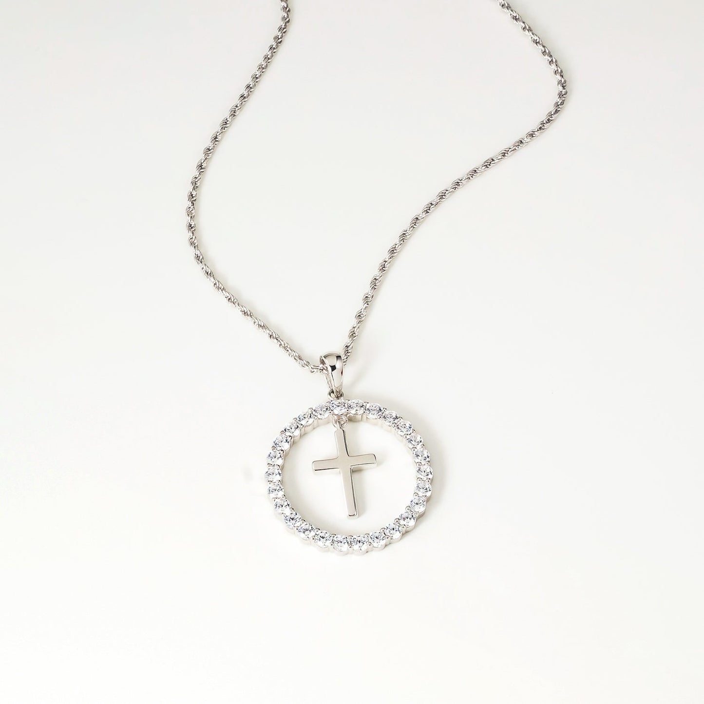 The Iced Coin With Dangling Cross Pendant