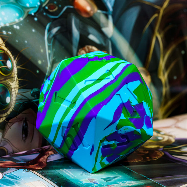 Large Wonderland Blue/Green Silicone d20 Dice 55mm | RPG Dice Novelty Piece