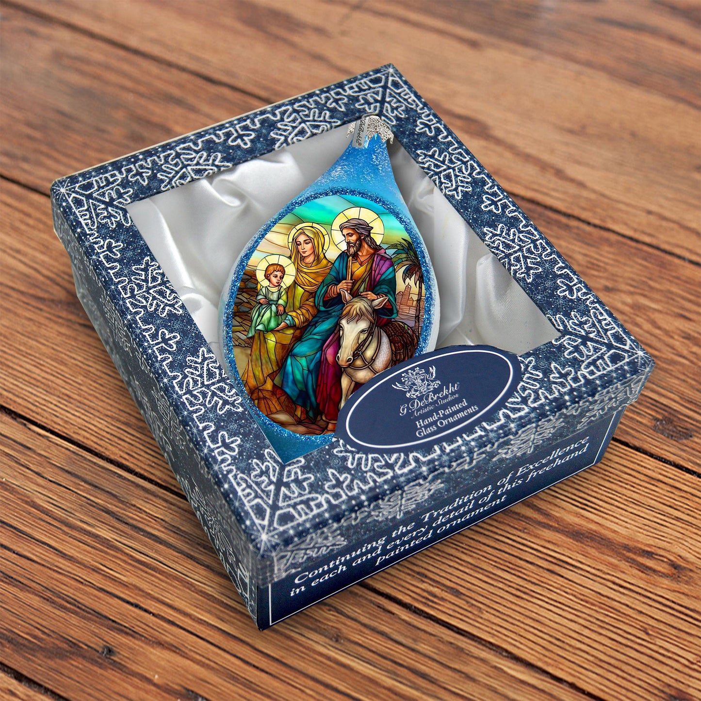 Holy Family Drop Glass Ornament by G. Debrekht - Nativity Holiday Decor - 757-054