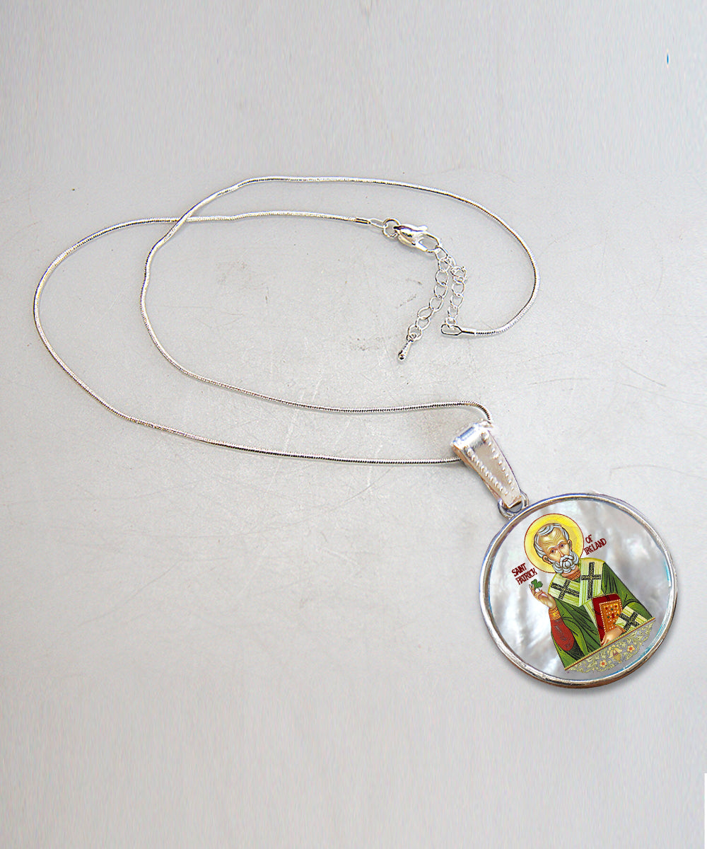 Pearl Saint Patrick Silver Plated Mother of Pearl Necklace Jewelry - 43060