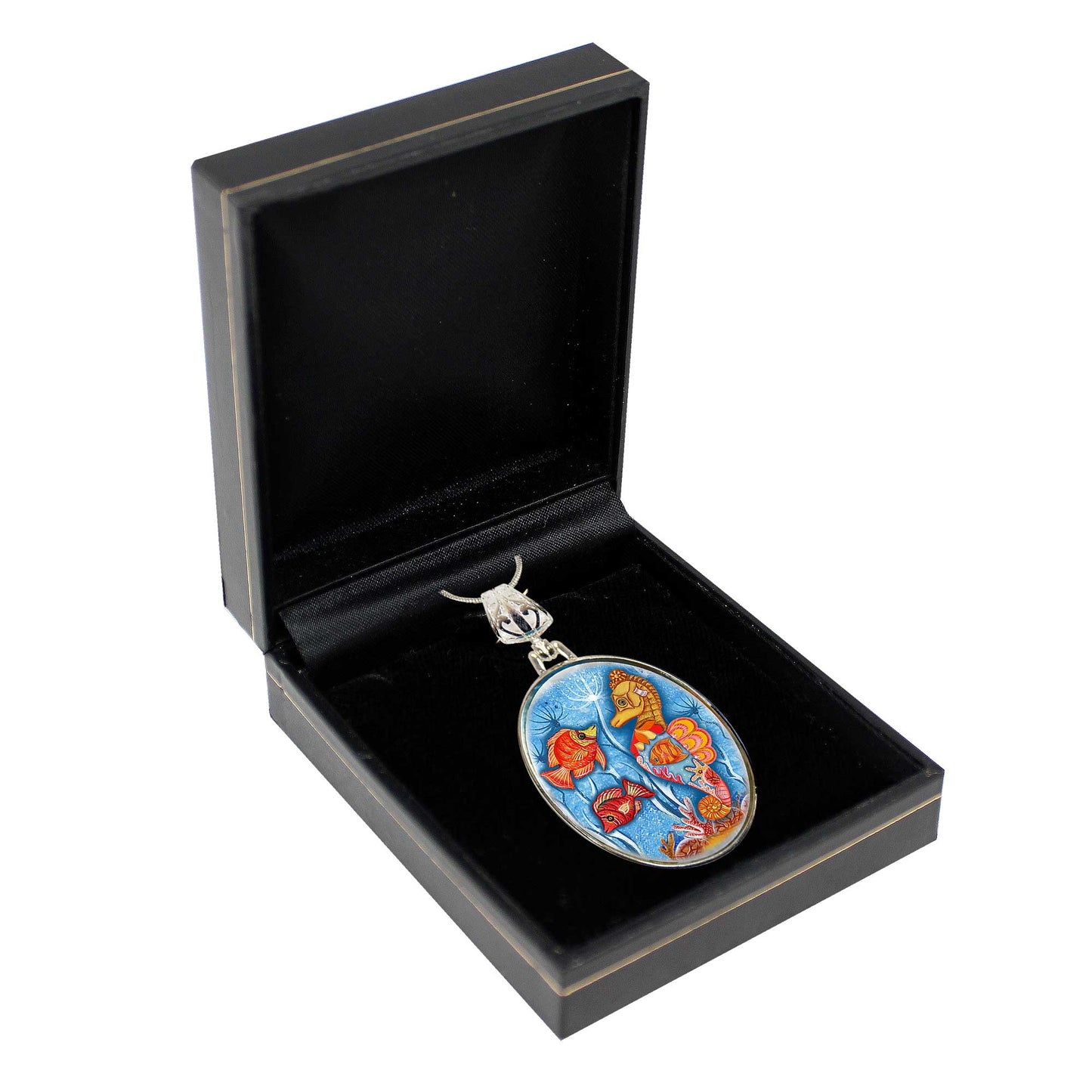 Seahorse Silver Plated Mother of Pearl Jewelry Pendant Necklace Coastal - 44045