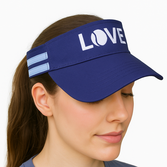 Striped Cotton Canvas LOVE Visor - Navy with White LOVE