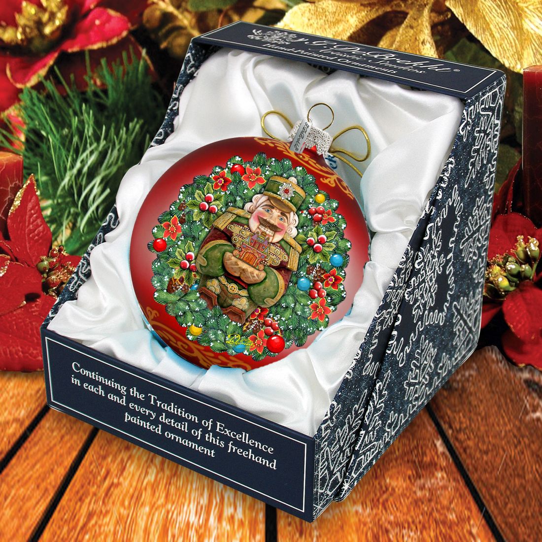 The Gift of Giving a Nutcracker Story Glass Ornament Limited Edition by G. DeBrekht - Christmas Santa Snowman Decor - 73907
