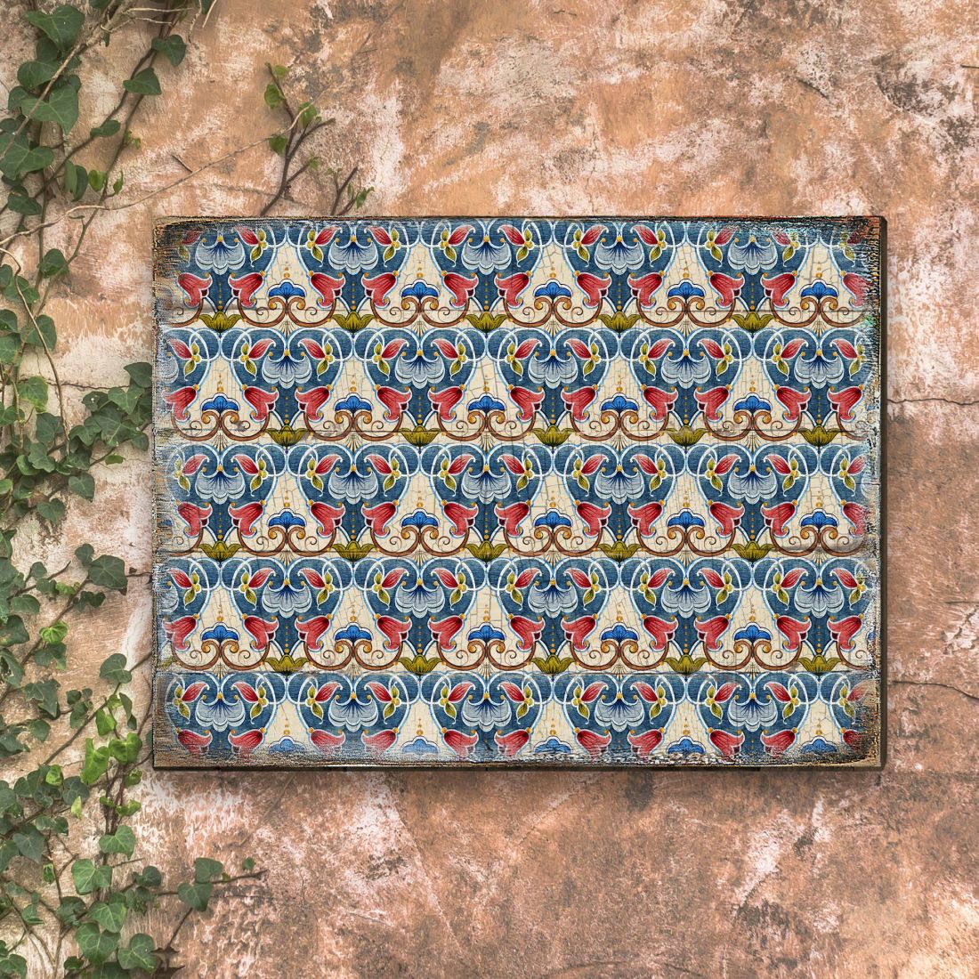 Ponty Wooden Wall Art by G. DeBrekht - Floral Ornamental Decor - 95020B