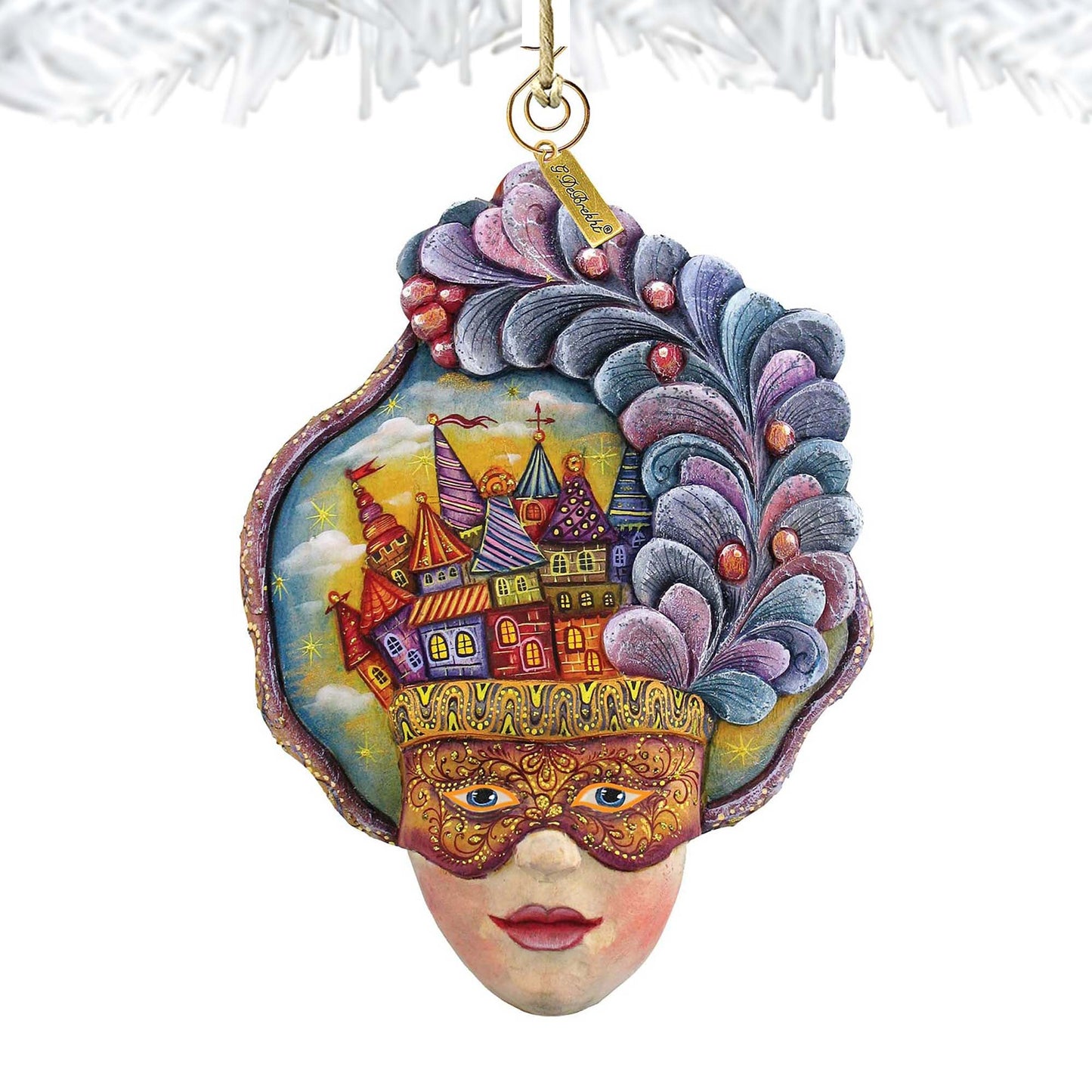 Carnival Mask Wooden Ornaments by G. DeBrekht - Thanksgiving Halloween Decor - 8161038