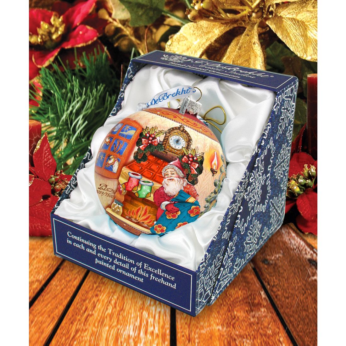 Christmas Night Ball Glass Ornament Limited Edition by G. DeBrekht - Christmas Santa Snowman Decor - 73851