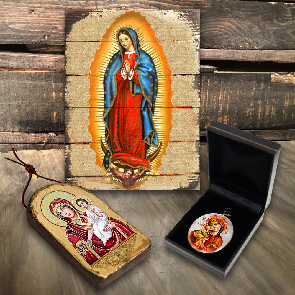 Saint Gabriel the Archangel Silver Plated Mother of Pearl Necklace - 43040