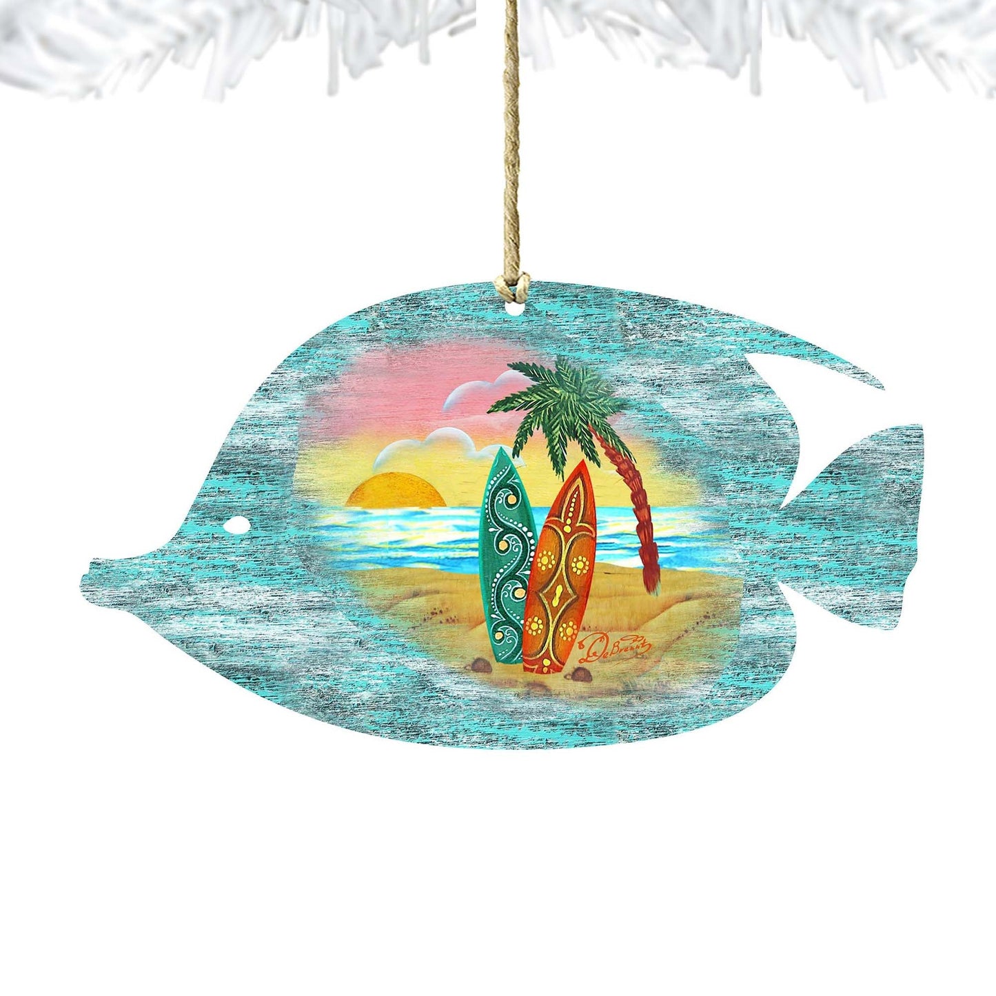 Fish Christmas Wooden Ornaments by G. DeBrekht - Coastal Holiday Decor - 8198527