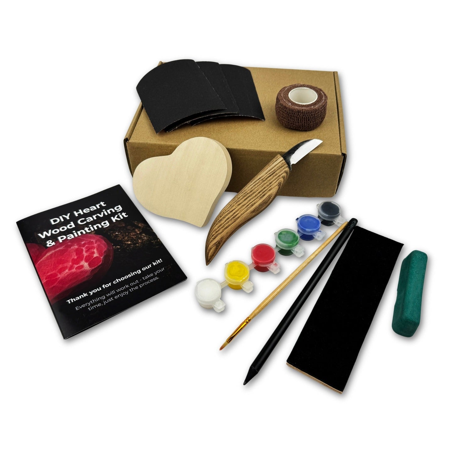 Beginner Heart Wood Carving & Painting Kit — Complete DIY Hobby Set for Adults and Kids