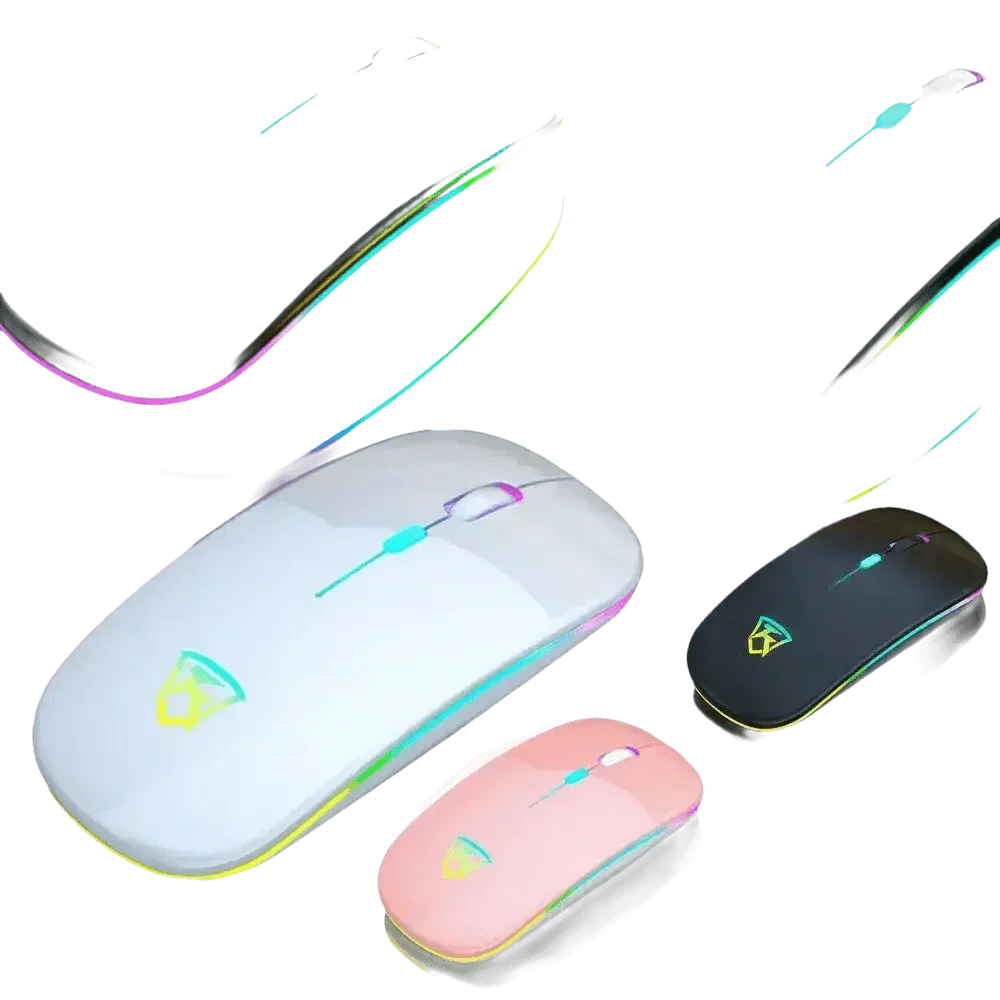 Black USB Rechargeable RGB LED Wireless Mouse