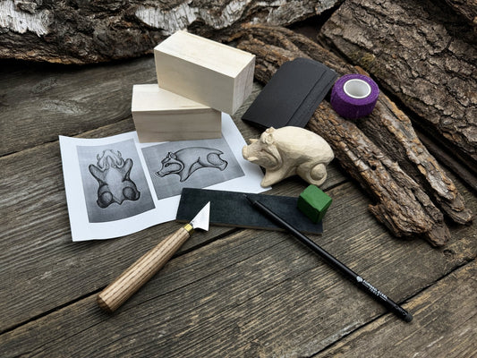 Boar Carving Kit - Complete Starter Whittling Kit for Beginners, Adults, Teens, and Kids