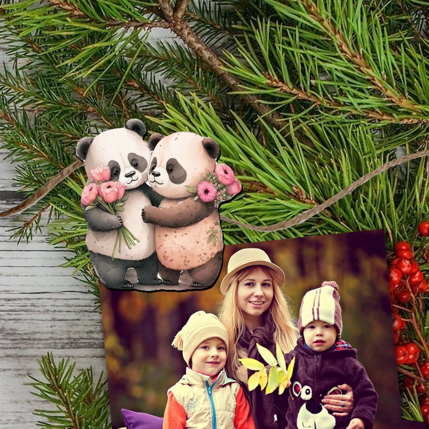 Forest Animals Clip-On Eco Wood Decorative Ornaments Set of 6 by G. Debrekht - Christmas Decor - 8090021C-S6