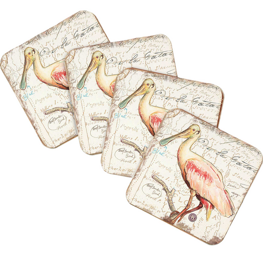 Bird Wooden Cork Coasters Gift Set of 4 by Nature Wonders - Nature Wildlife Decor  - 8198624C-S4