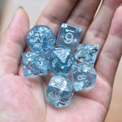 Blue Glitter Stars Dice Series 7-Dice Set