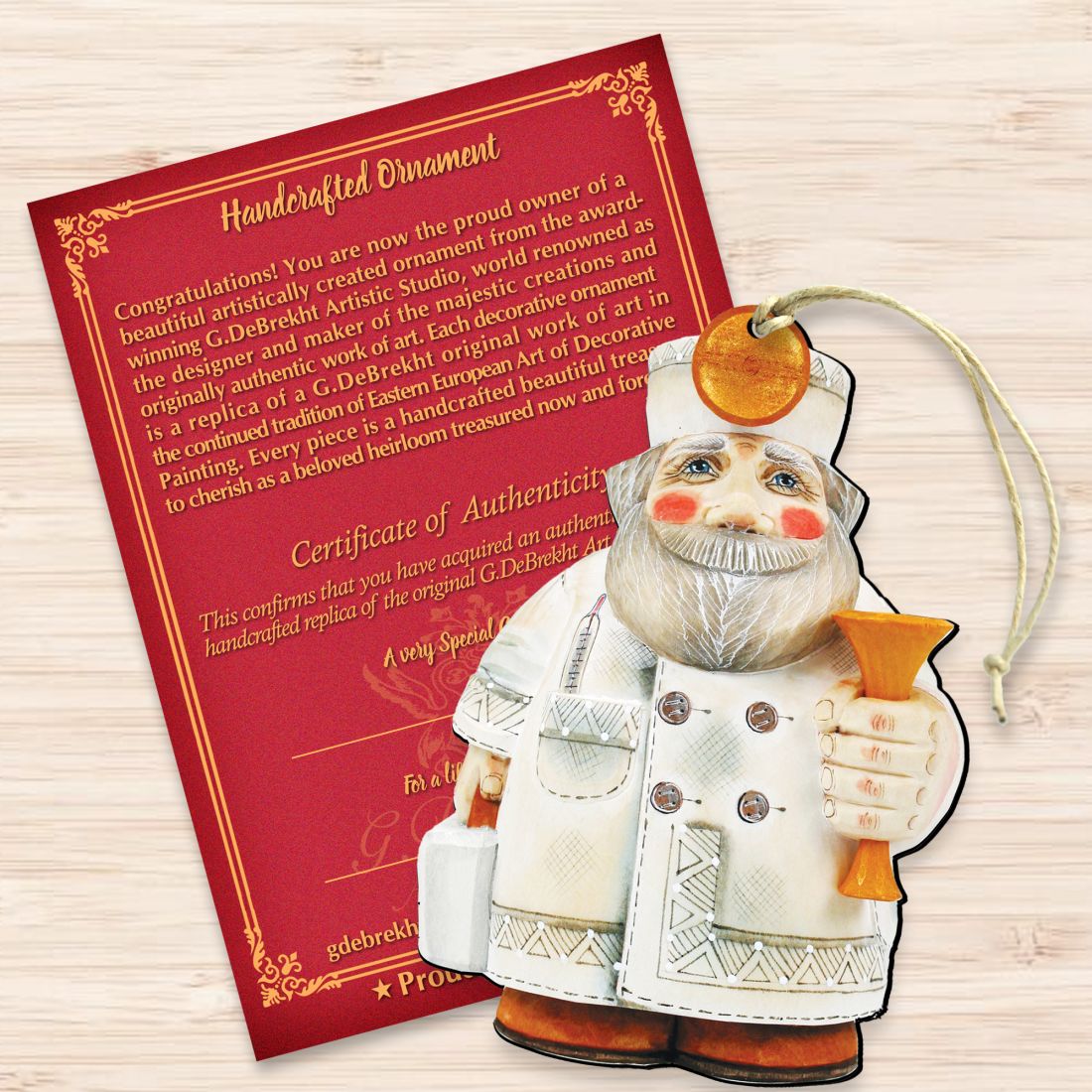 Doctor Santa Christmas Wooden Ornaments by G. DeBrekht - Christmas Santa Snowman Decor - 8151921