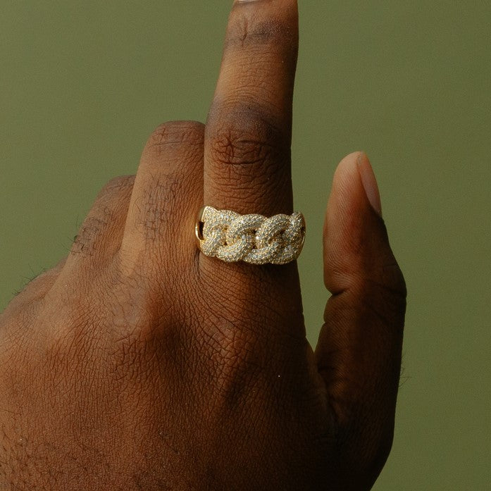 Men's Chunky Iced Cuban Link Ring