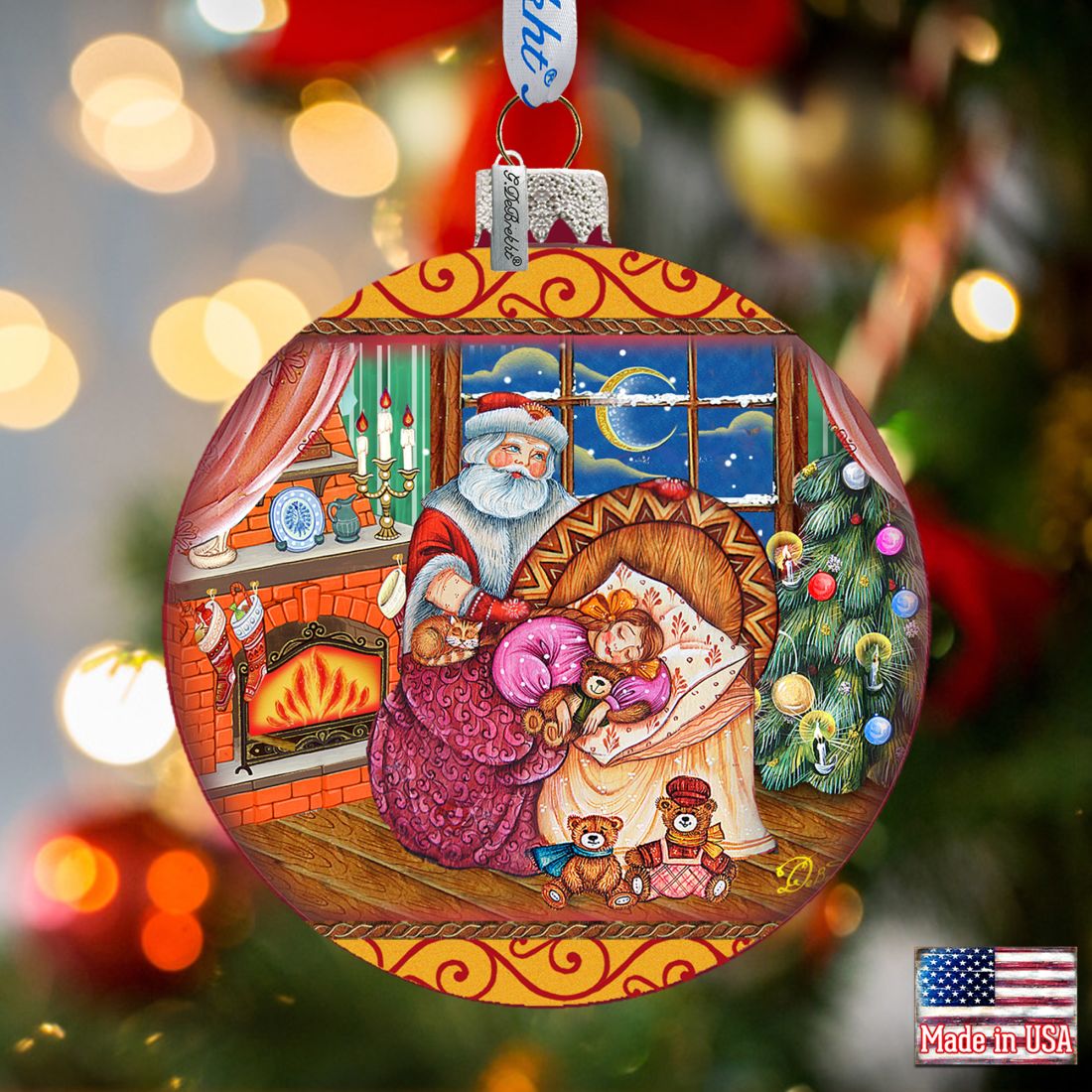 Christmas Ball Glass Ornament by G. DeBrekht - Christmas Santa Snowman Decor - 73615
