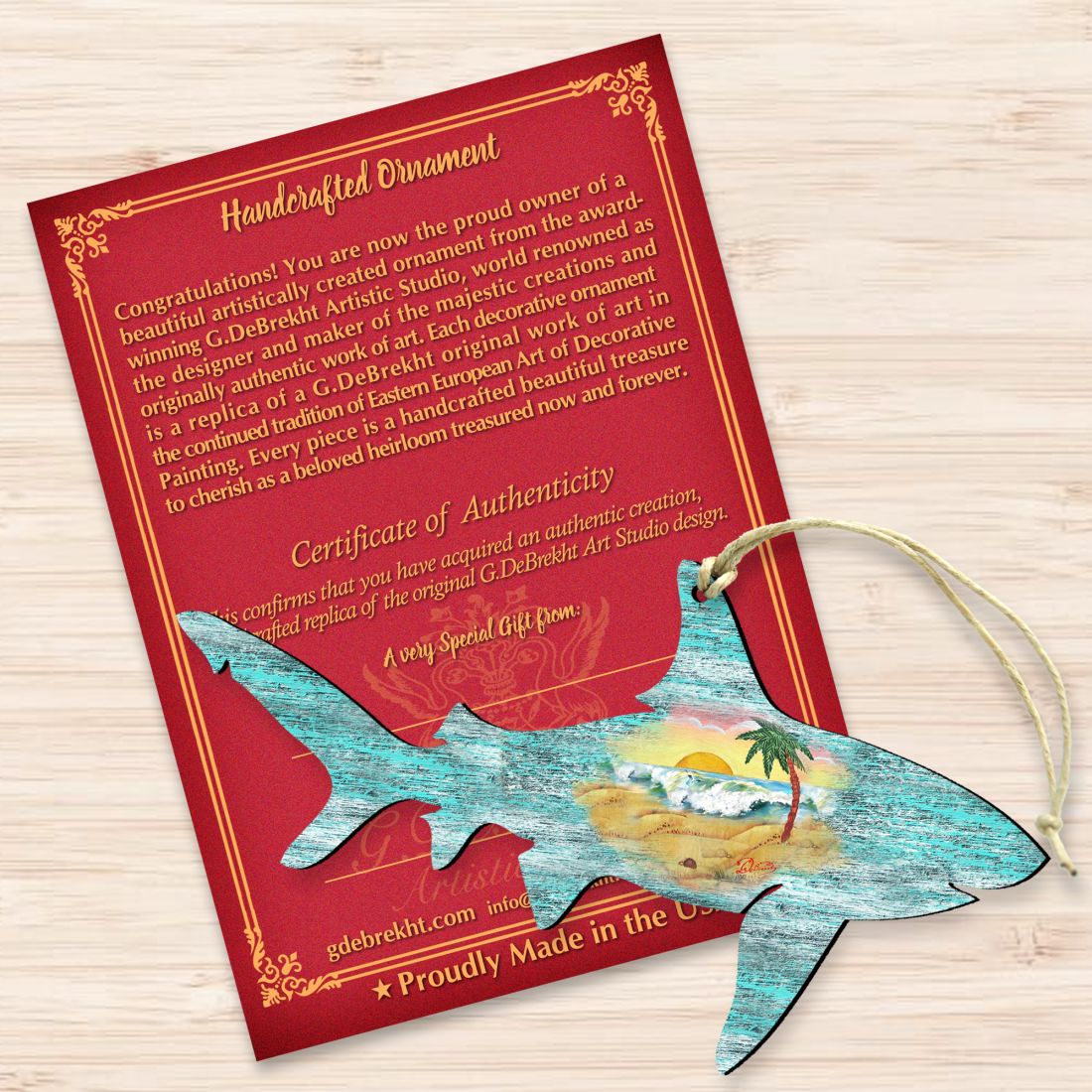Shark Wooden Ornaments by G. DeBrekht - Coastal Holiday Decor - 8198515