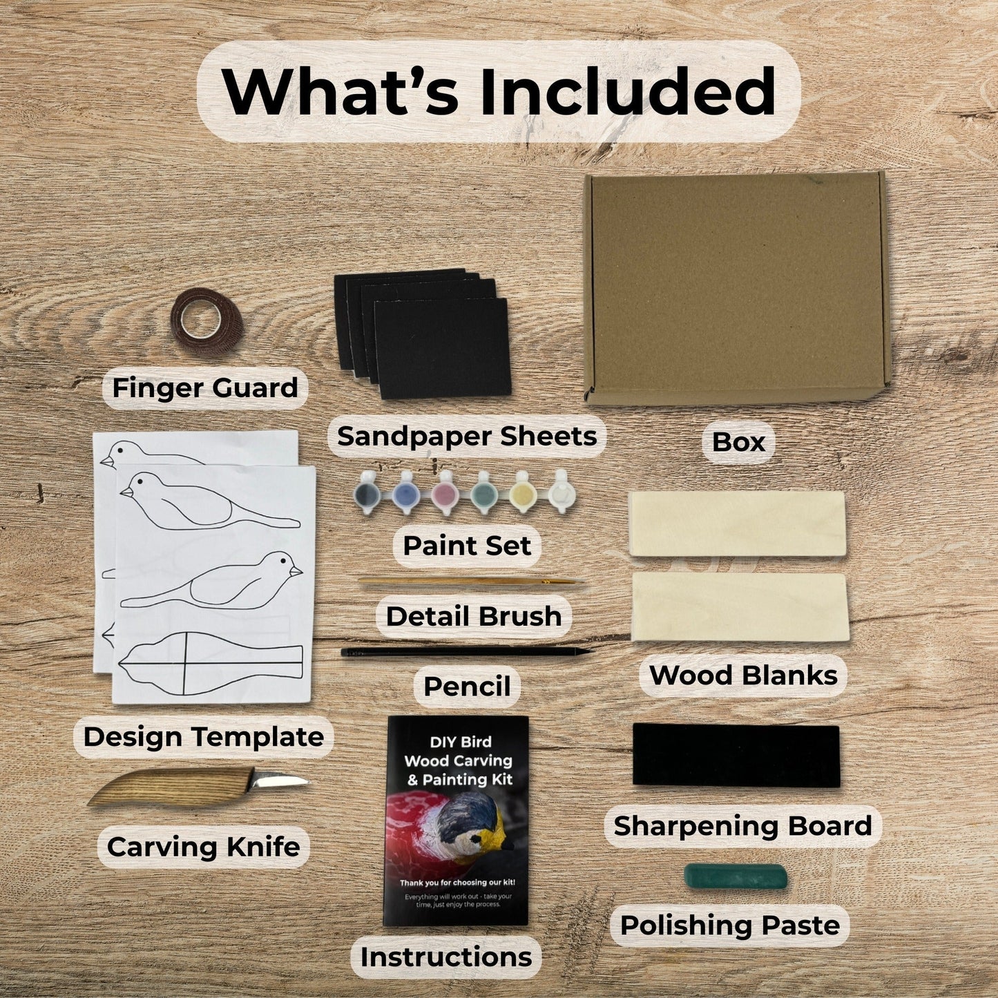 DIY Bird Wood Carving & Painting Kit