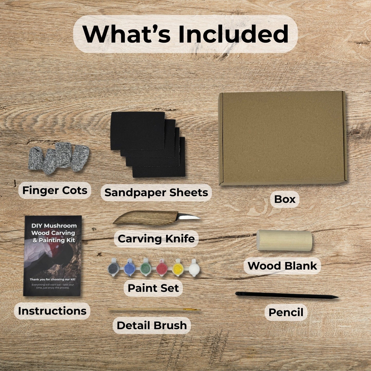 DIY Mushroom Wood Carving & Painting Kit