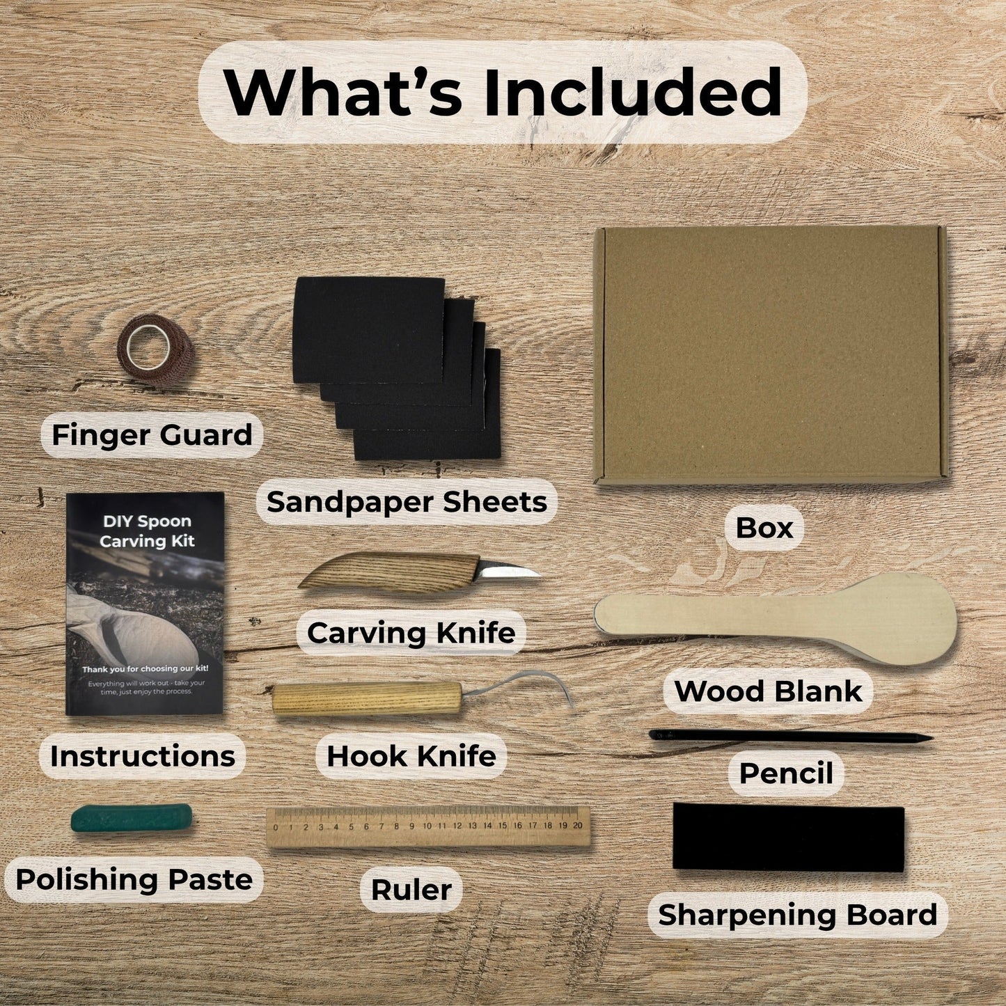 DIY Spoon Carving Kit for Beginners – Hook Knife & Whittling Tools