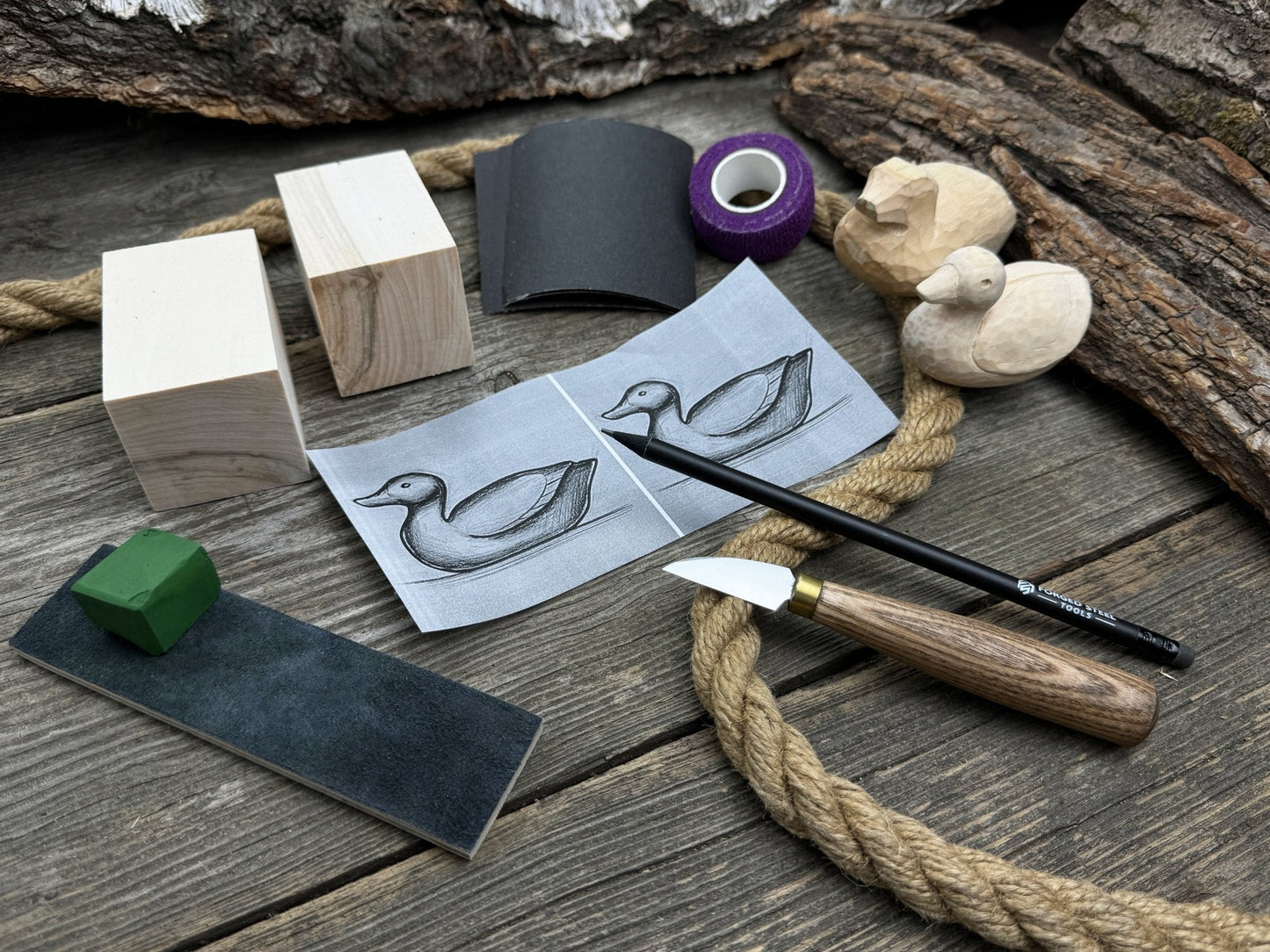 Duck Carving Kit - Complete Starter Whittling Kit for Beginners, Adults, Teens, and Kids