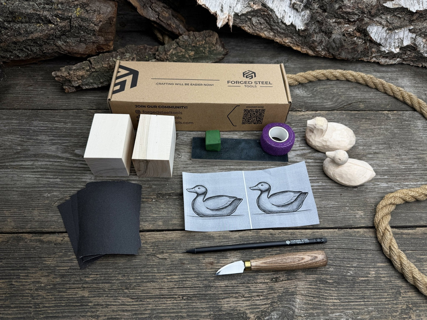 Duck Carving Kit - Complete Starter Whittling Kit for Beginners, Adults, Teens, and Kids
