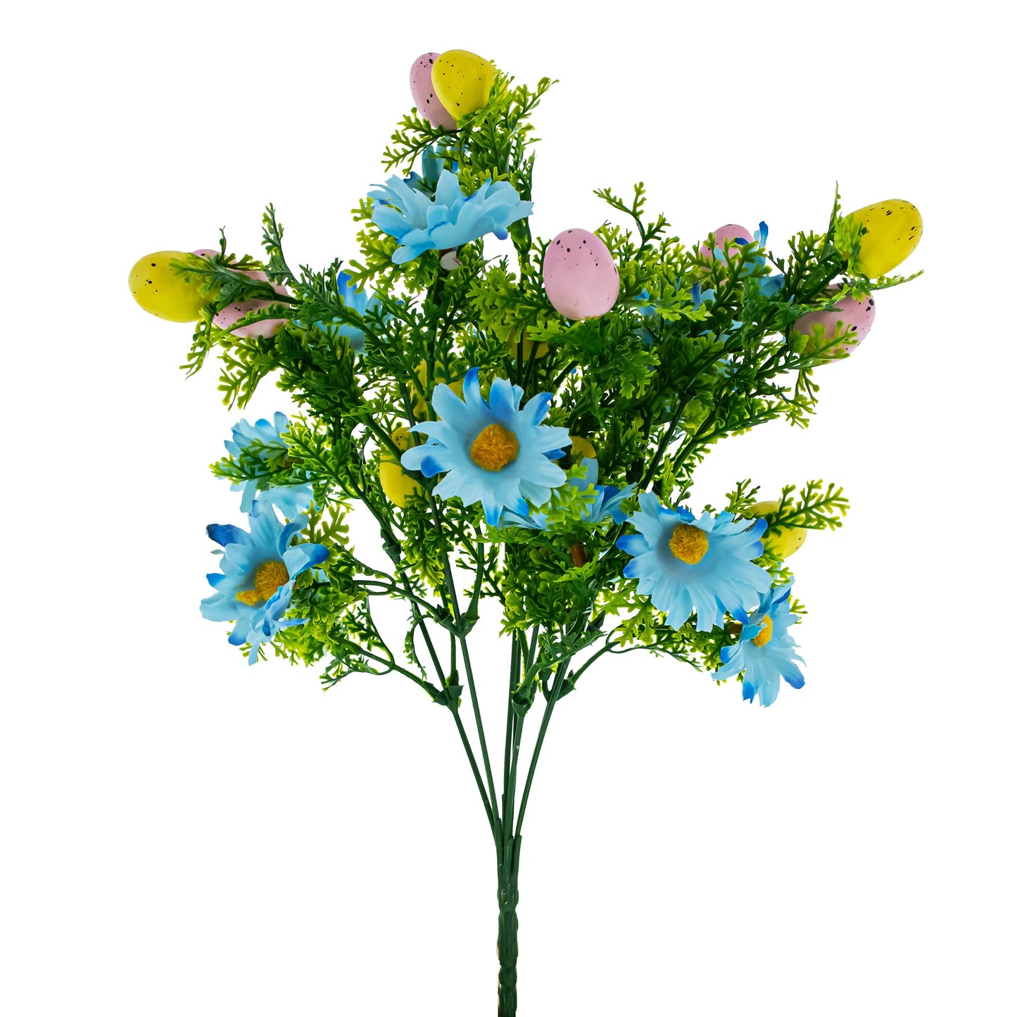 Easter Egg & Floral Bouquet – Artificial Spring Flowers with Decorative Speckled Eggs