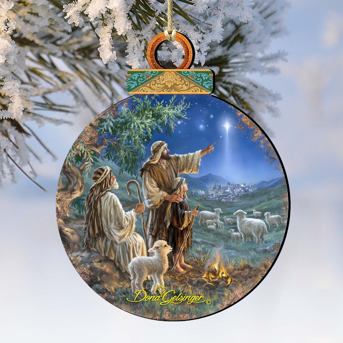 Shepherd Gliding Star Wooden Ornaments by Gelsinger - Nativity Holiday Decor - 8021121-2-1557
