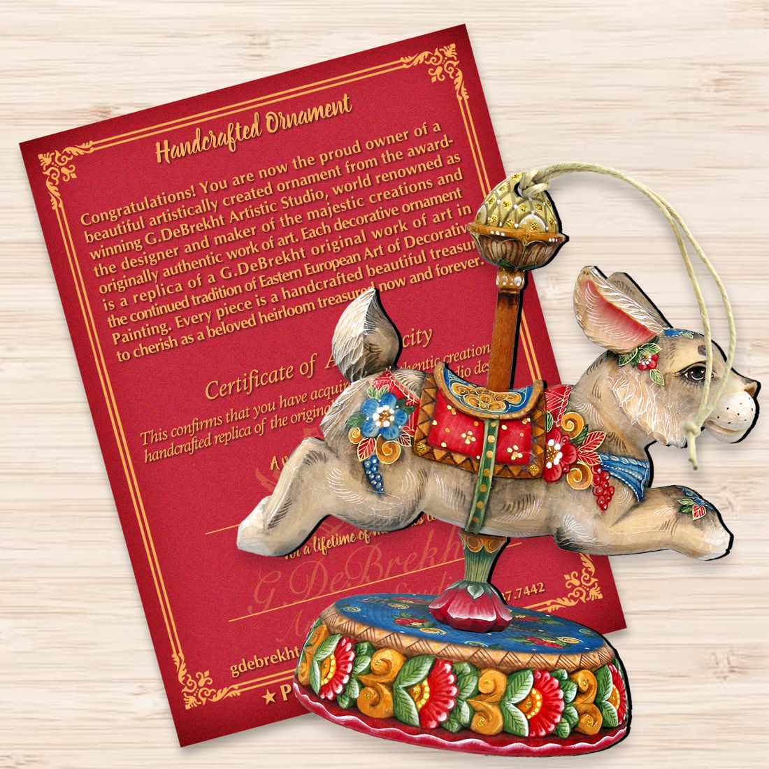 Carousel Bunny Easter Wooden Ornaments by G. DeBrekht - Carousel Holiday Decor - 8114042