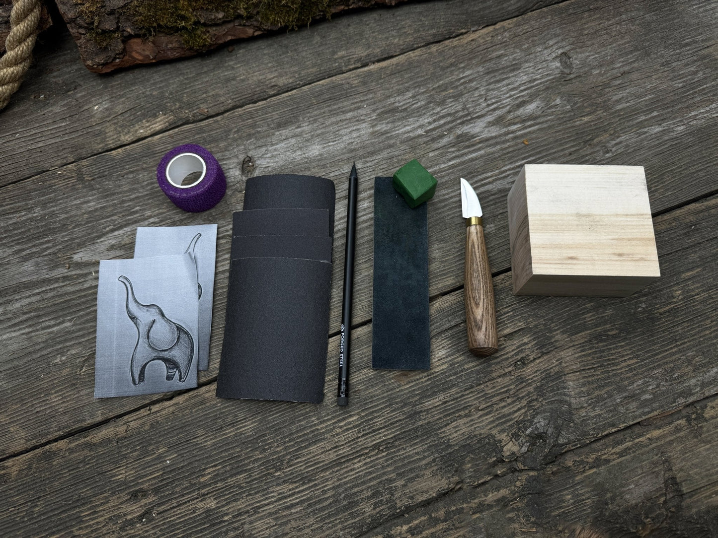 Elephant Carving Kit - Complete Starter Whittling Kit for Beginners, Adults, Teens, and Kids